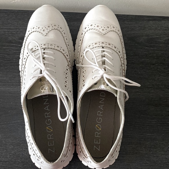 COLE HAAN ZEROGRAND Oxford WOMEN Shoes Wingtip Leather Light Gray Size 10B - Picture 4 of 8